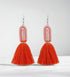 Pink & Red Yarn Wrap Tassel Earrings